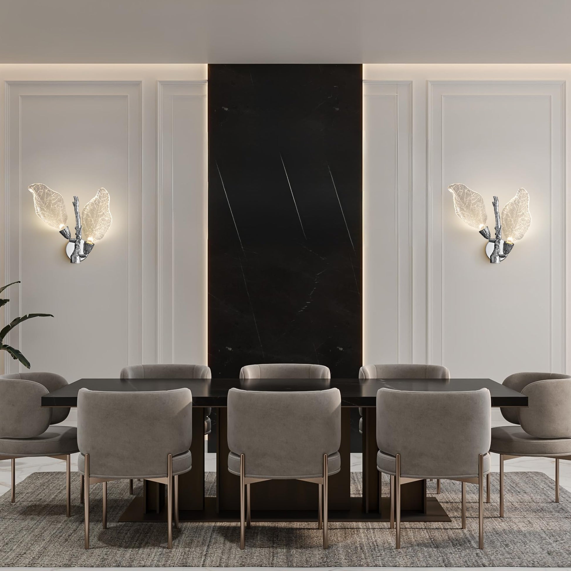 LED Wall Sconces, Modern Gold Wall Lighting, Leaf Crystal Wall Lights w/Dim, Sconces Wall Lighting for Living Room Vanity Wall Mount Lamps Fixtures for Bathroom Hallway, Living Room, Stairs - Camilalamps - B0DPWS1BNP