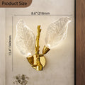 LED Wall Sconces, Modern Gold Wall Lighting, Leaf Crystal Wall Lights w/Dim, Sconces Wall Lighting for Living Room Vanity Wall Mount Lamps Fixtures for Bathroom Hallway, Living Room, Stairs - Camilalamps - B0DPWS1BNP