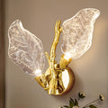 LED Wall Sconces, Modern Gold Wall Lighting, Leaf Crystal Wall Lights w/Dim, Sconces Wall Lighting for Living Room Vanity Wall Mount Lamps Fixtures for Bathroom Hallway, Living Room, Stairs - Camilalamps - B0DPWS1BNP