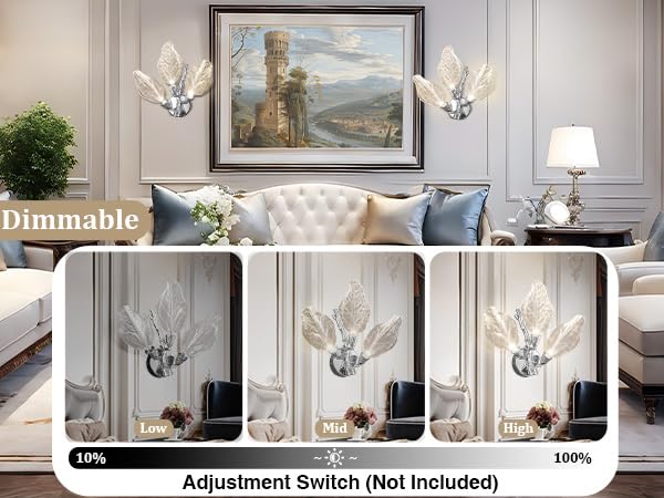 LED Wall Sconces, Modern Gold Wall Lighting, Leaf Crystal Wall Lights w/Dim, Sconces Wall Lighting for Living Room Vanity Wall Mount Lamps Fixtures for Bathroom Hallway, Living Room, Stairs - Camilalamps - B0DPWS1BNP