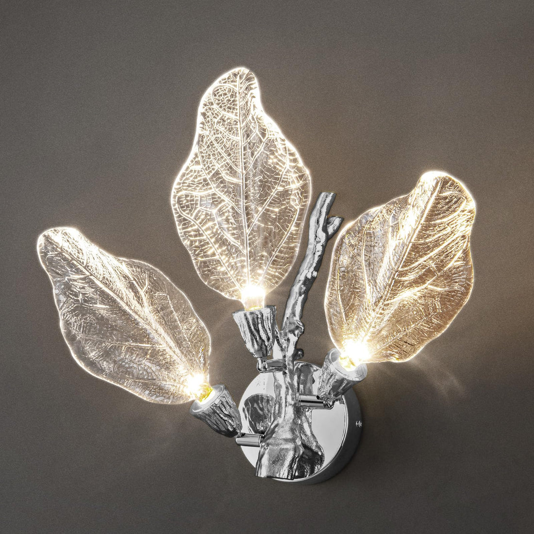 LED Wall Sconces, Modern Gold Wall Lighting, Leaf Crystal Wall Lights w/Dim, Sconces Wall Lighting for Living Room Vanity Wall Mount Lamps Fixtures for Bathroom Hallway, Living Room, Stairs - Camilalamps - B0DPWRM9SS