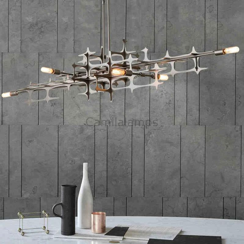 Linear Pendant Light Fixture In Stainless Steel - Camilalamps - ILM0626
