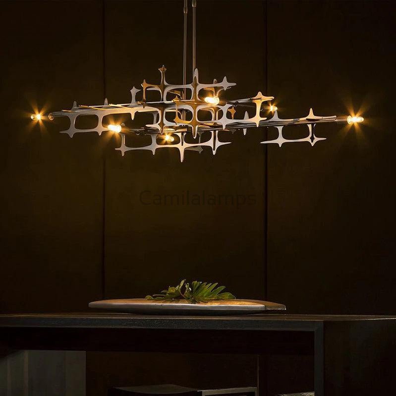Linear Pendant Light Fixture In Stainless Steel - Camilalamps - ILM0625