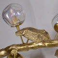 Long Organic Glass Bubble Brass Leaves Branch Chandelier 59