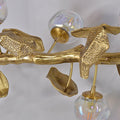 Long Organic Glass Bubble Brass Leaves Branch Chandelier 59
