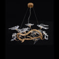 Lucky Bird Glass Branch Round Chandelier For Dining Room - Camilalamps - Bela-12023BC009