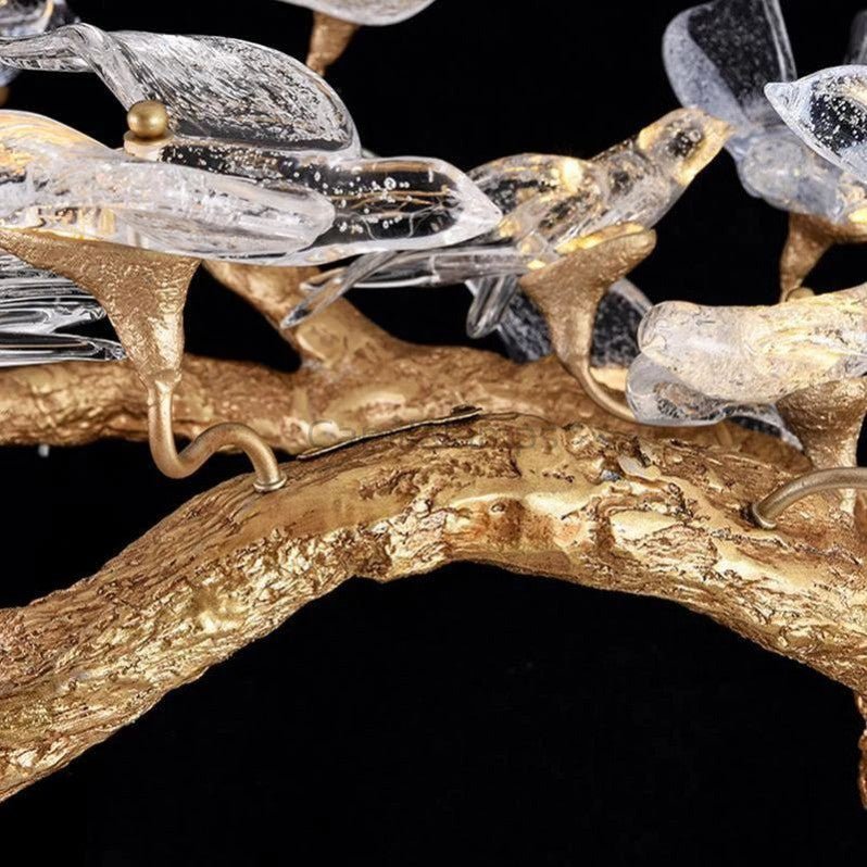 Lucky Bird Glass Branch Round Chandelier For Dining Room - Camilalamps - Bela-12023BC010