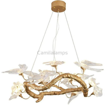 Lucky Bird Glass Branch Round Chandelier For Dining Room - Camilalamps - Bela-12023BC009