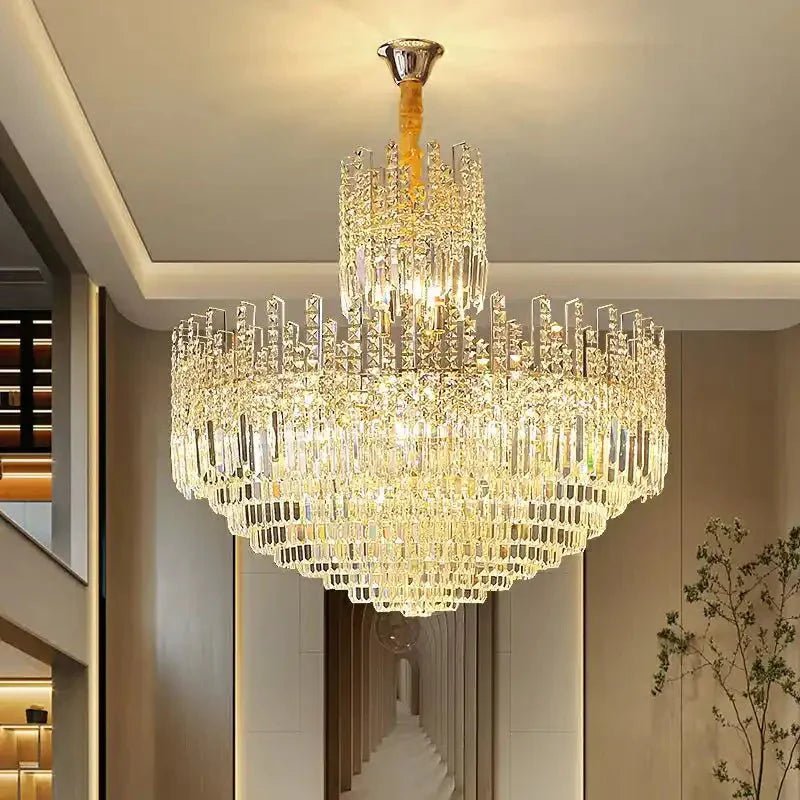 Luxury Hotel Hallway Ceiling Lighting Fixture Large Round Crystal Chandelier - Camilalamps - CA-LHCLFQ-1