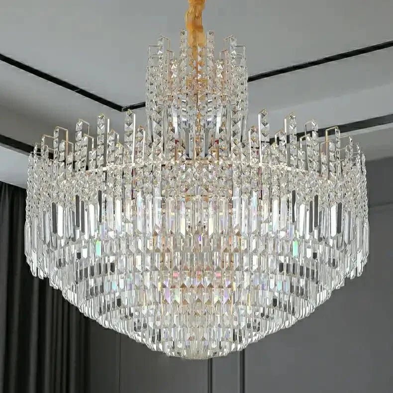Luxury Hotel Hallway Ceiling Lighting Fixture Large Round Crystal Chandelier - Camilalamps - CA-LHCLFQ-7