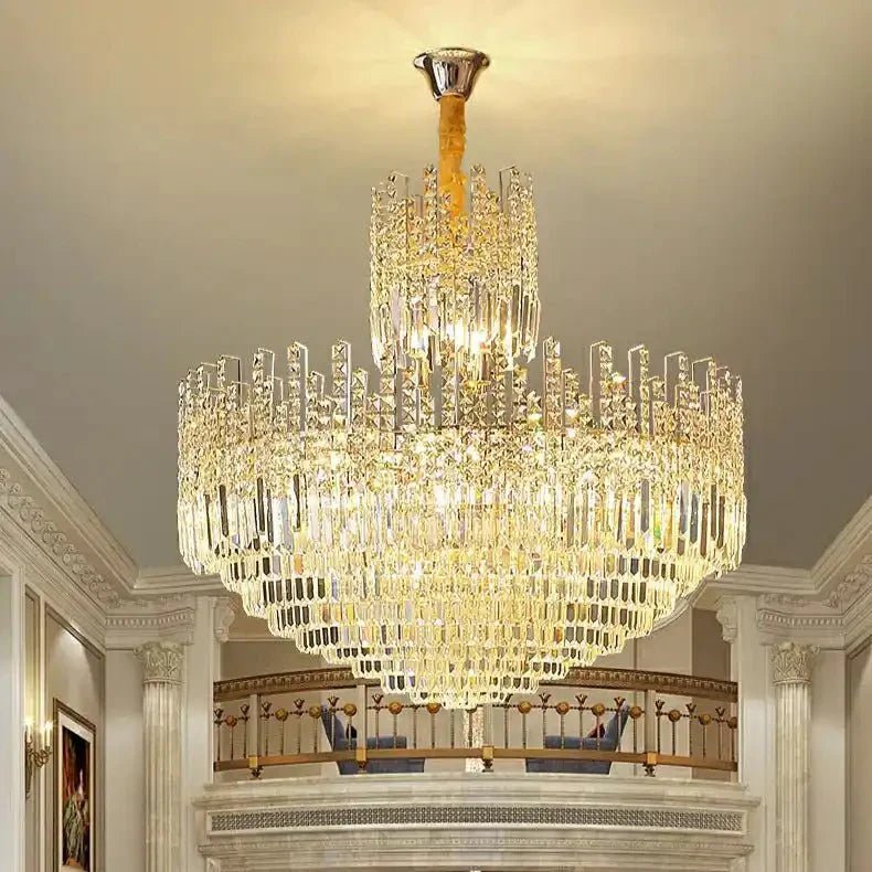 Luxury Hotel Hallway Ceiling Lighting Fixture Large Round Crystal Chandelier - Camilalamps - CA-LHCLFQ-1