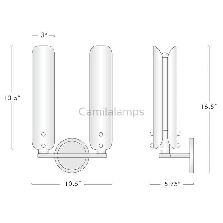 Magnolia White Shade 2 - Head Wall Sconce 16"H - Camilalamps - CAM - MA - 05