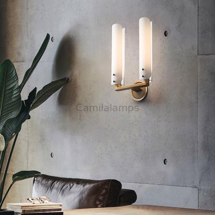 Magnolia White Shade 2 - Head Wall Sconce 16"H - Camilalamps - CAM - MA - 05