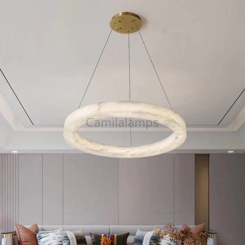Margot Alabaster Modern Circular Chandelier - Camilalamps - CAM - AB002 - 1