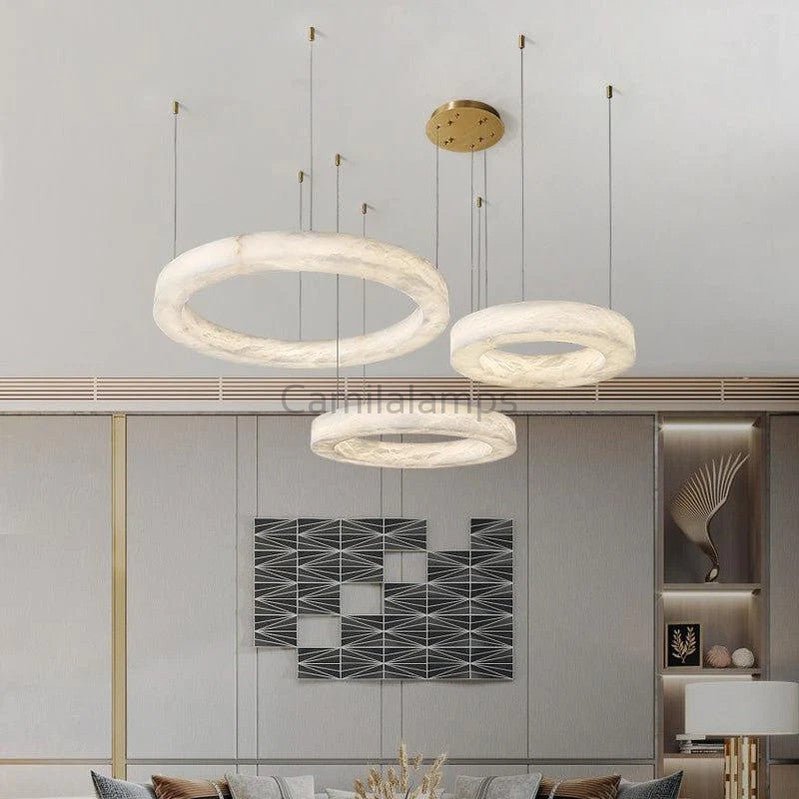 Margot Alabaster Modern Circular Chandelier - Camilalamps - CAM - AB002 - 1