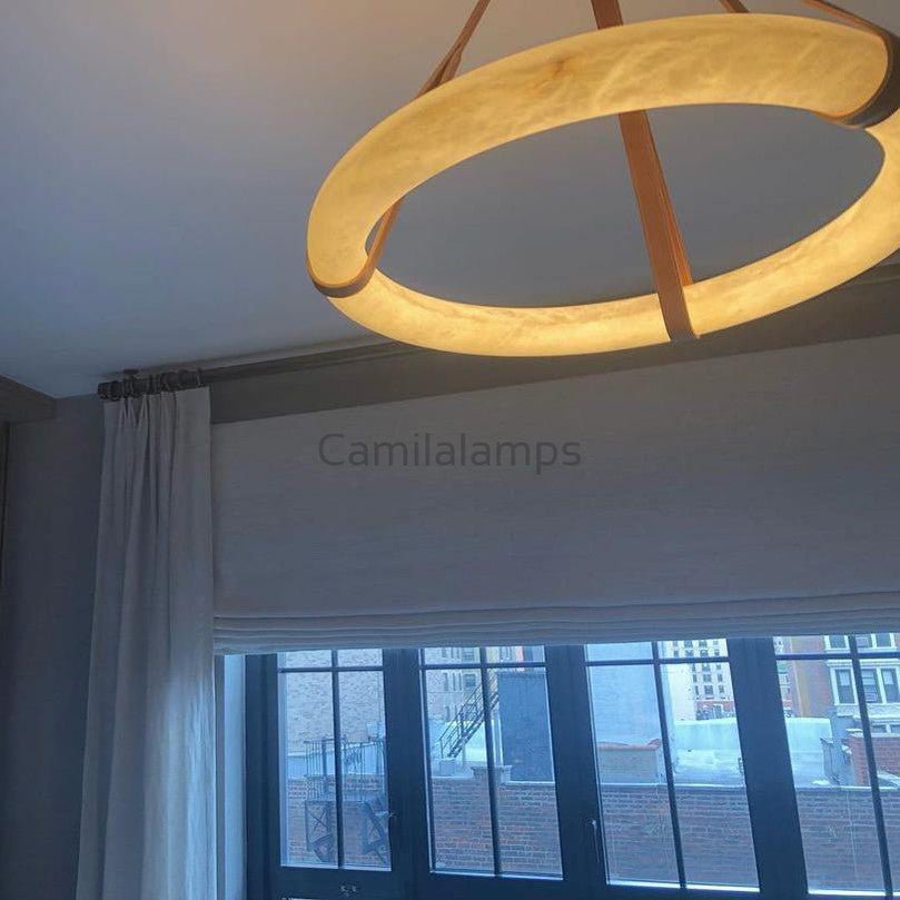 Margot Oslo Pendant Alabaster Chandelier With Leather - Camilalamps - CAM1490 - 1