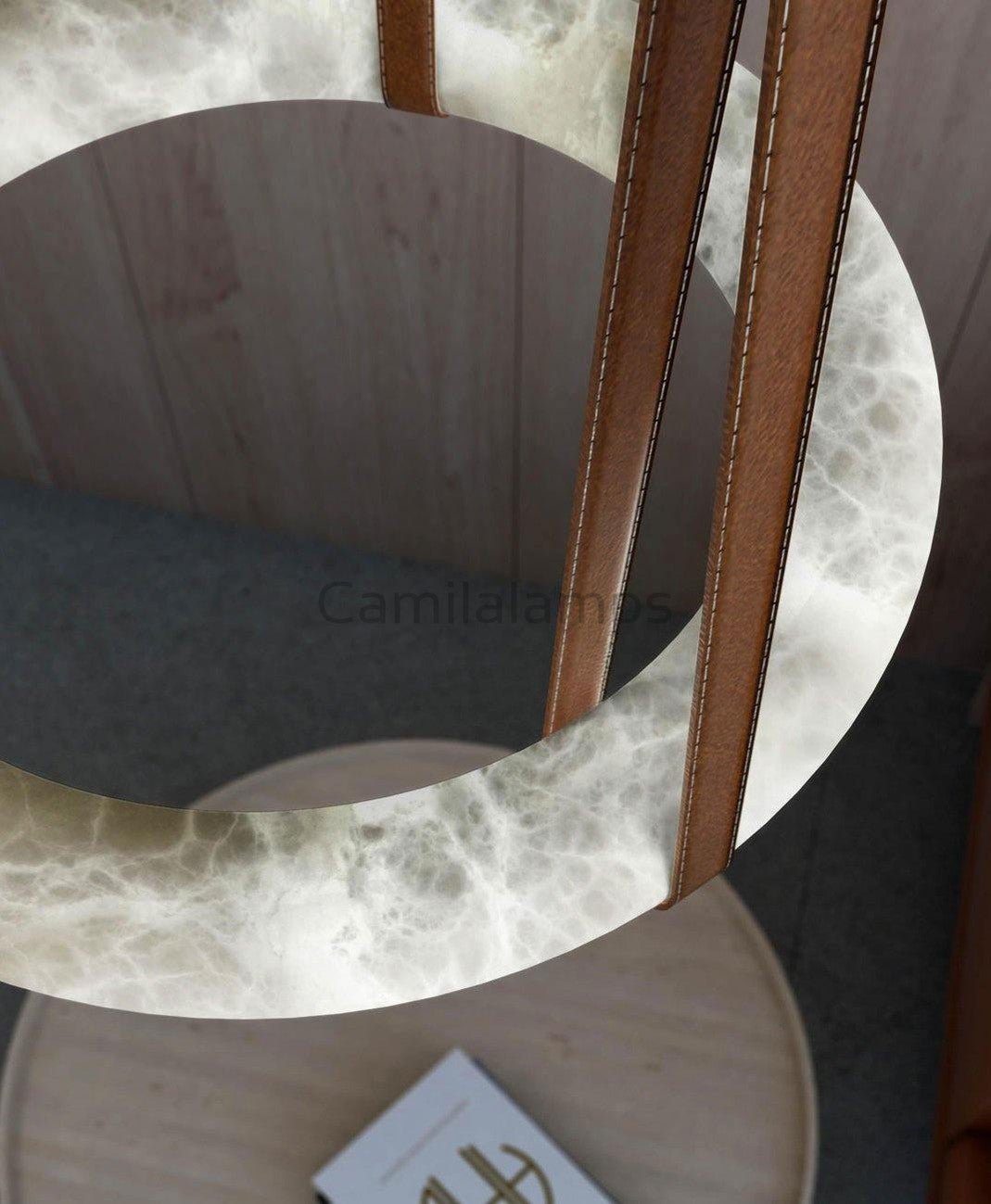 Margot Oslo Pendant Alabaster Chandelier With Leather - Camilalamps - CAM1490 - 1