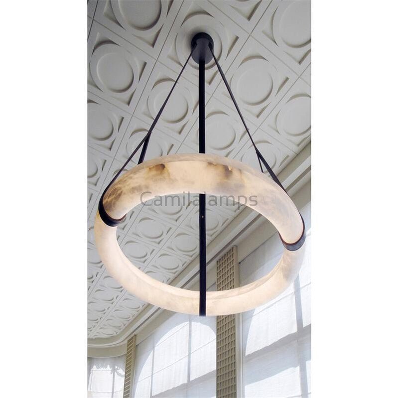 Margot Oslo Pendant Alabaster Chandelier With Leather - Camilalamps - CAM1490 - 1