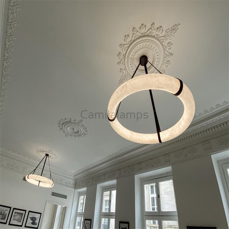 Margot Oslo Pendant Alabaster Chandelier With Leather - Camilalamps - CAM1490 - 2