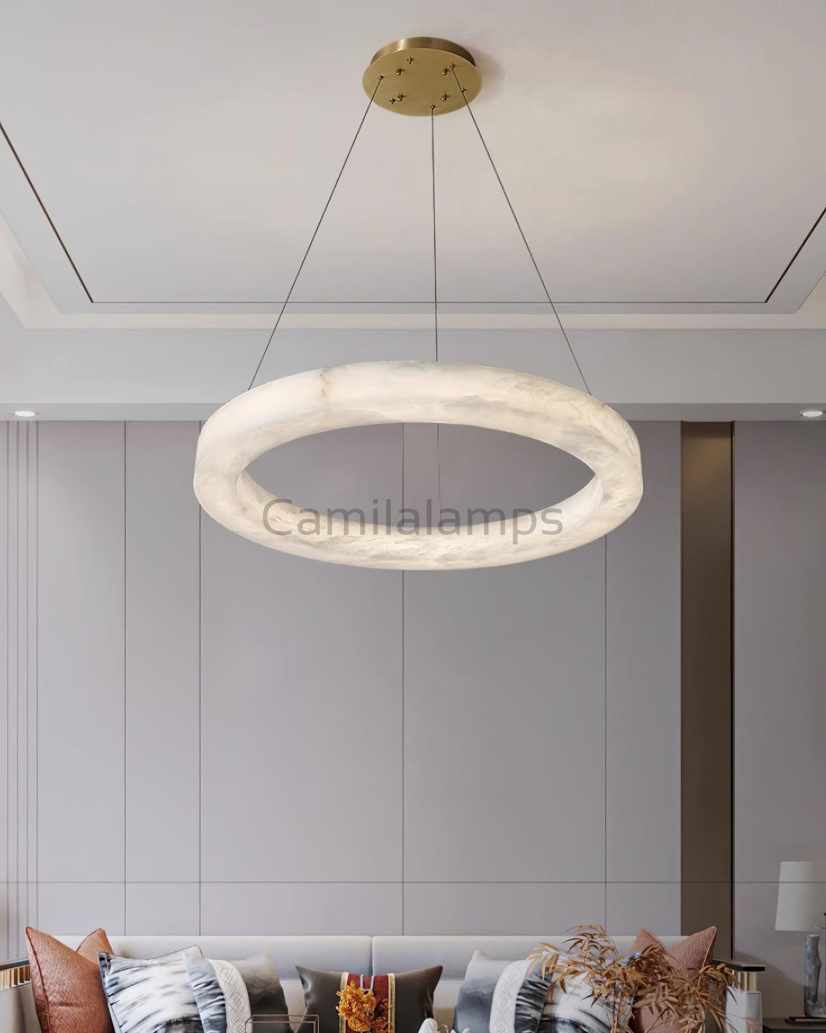 Marika Alabaster Ring Chandelier - Camilalamps - Marik - 1662 - 3 Rin - Brass - Warm - 11