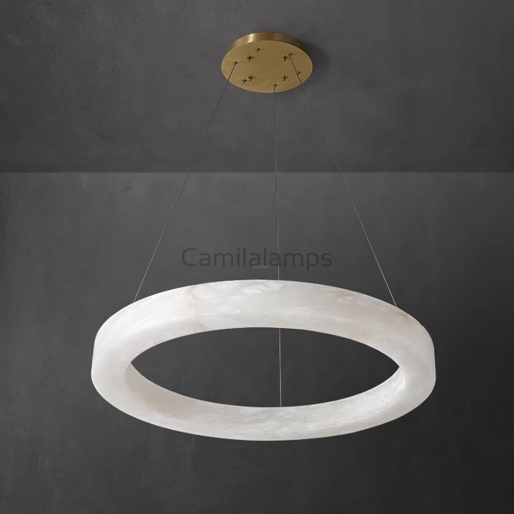 Marika Alabaster Ring Chandelier - Camilalamps - Marik - 1662 - 3 Rin - Brass - Warm - 11