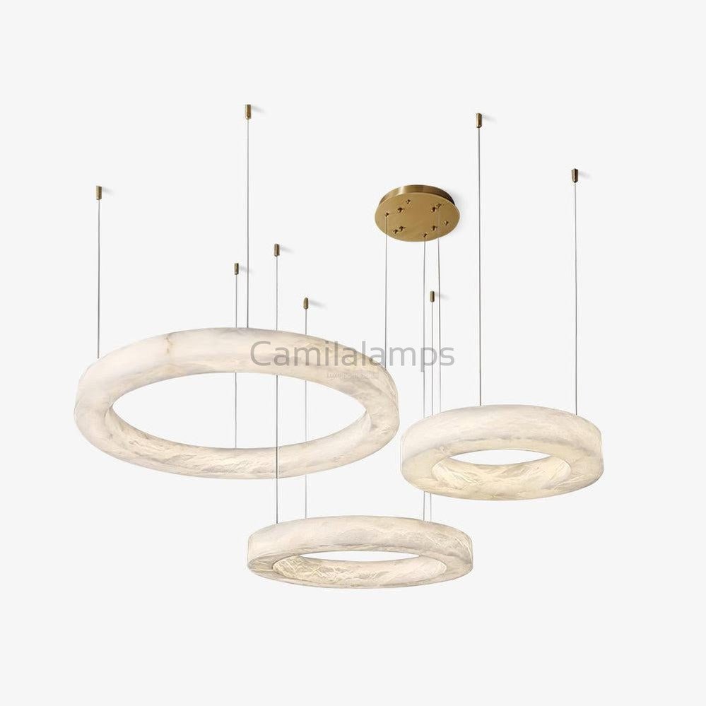 Marika Alabaster Ring Chandelier - Camilalamps - Marik - 1662 - 3 Rin - Brass - Warm - 9