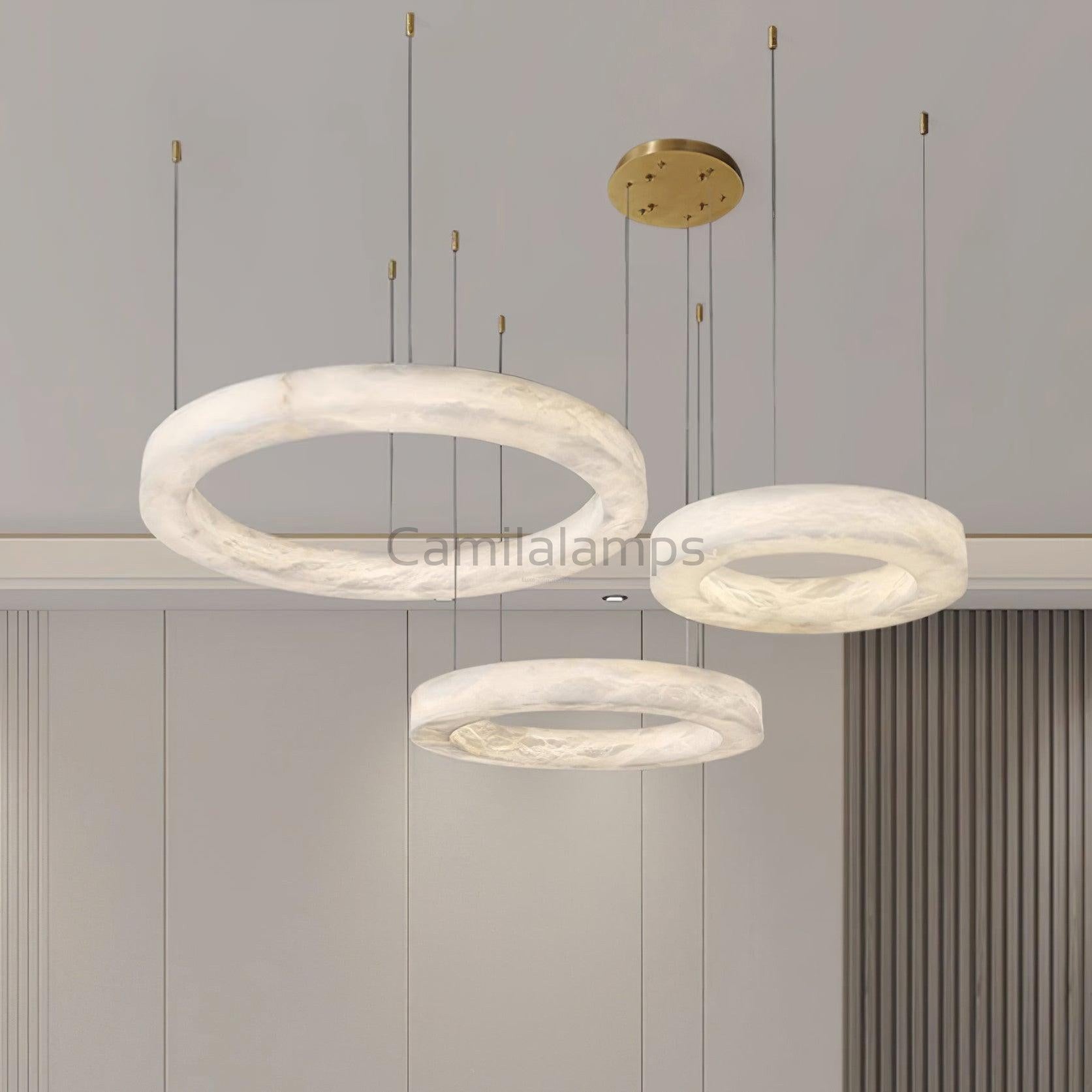 Marika Alabaster Ring Chandelier - Camilalamps - Marik - 1662 - 3 Rin - Brass - Warm - 11