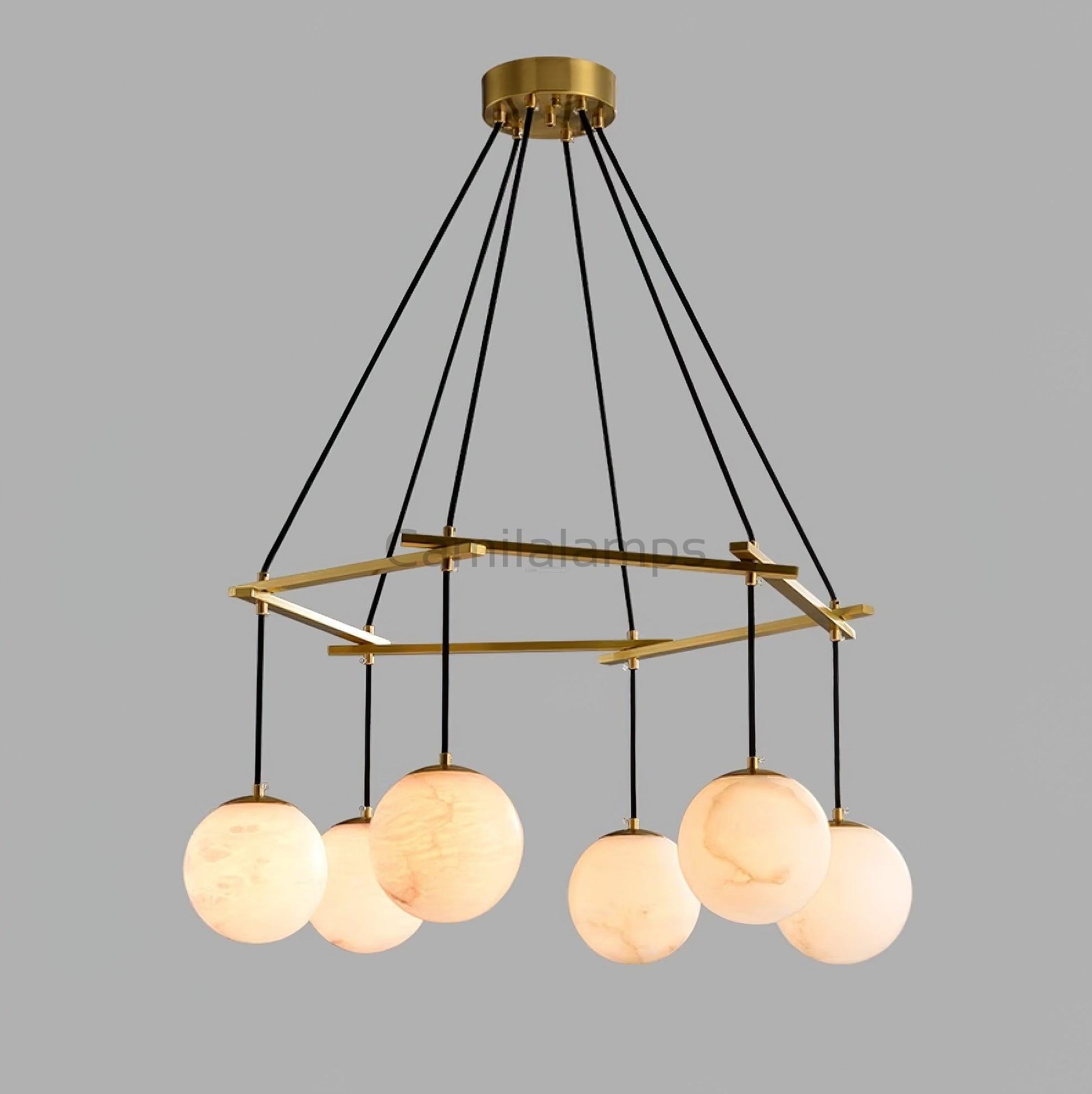 Miira Alabaster Chandelier with 3/6/8 heads - Camilalamps - Miira - 1606 - 3 hea - Brass - 1