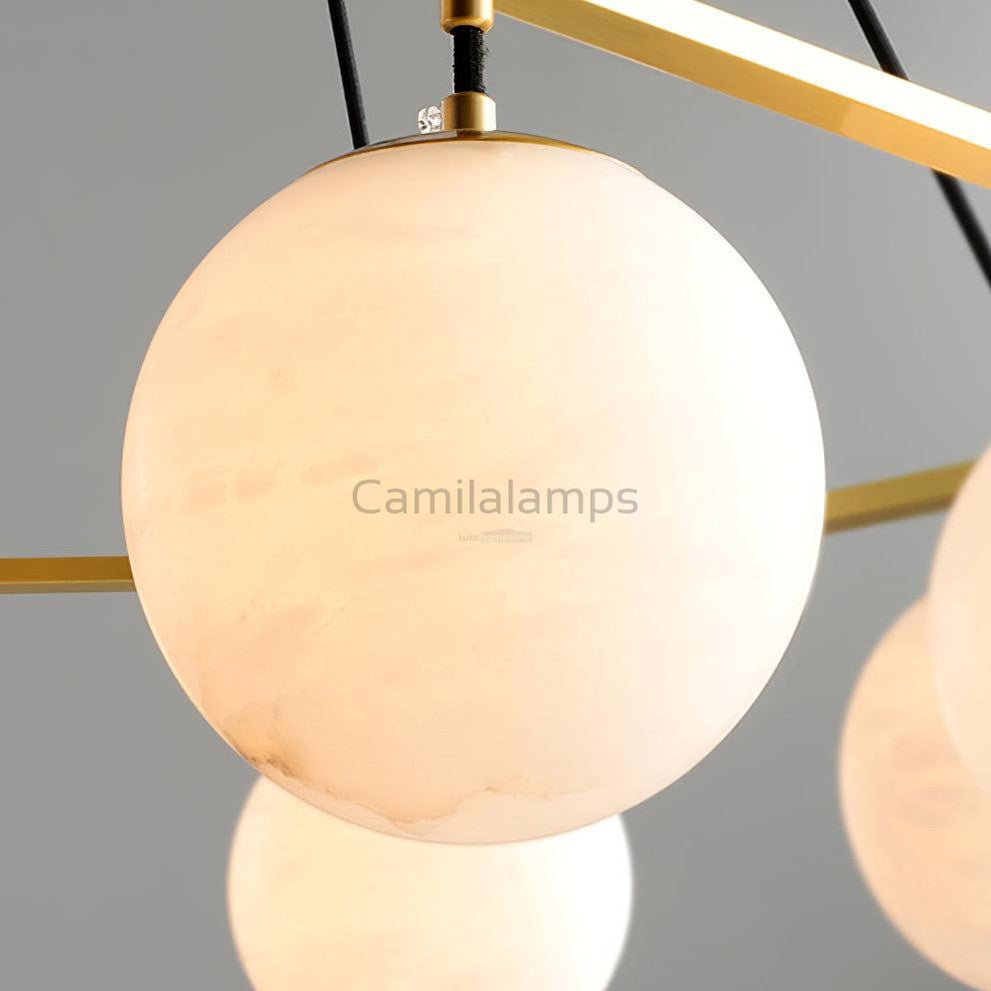Miira Alabaster Chandelier with 3/6/8 heads - Camilalamps - Miira - 1606 - 3 hea - Brass - 1
