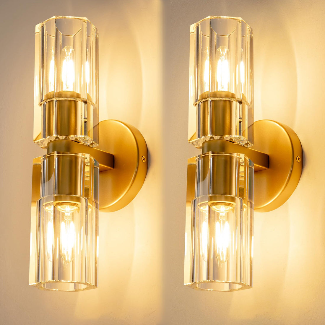 Modern 36" Gold Round Chandelier Light Fixture, K9 Crystal Chandeliers for Dining Room, Living Room, Dining Room Chandeliers Over Table, Chandelier for Bedroom, Foyer, Includes 36XG4 Bulbs - Camilalamps - B0CRGVVKP2