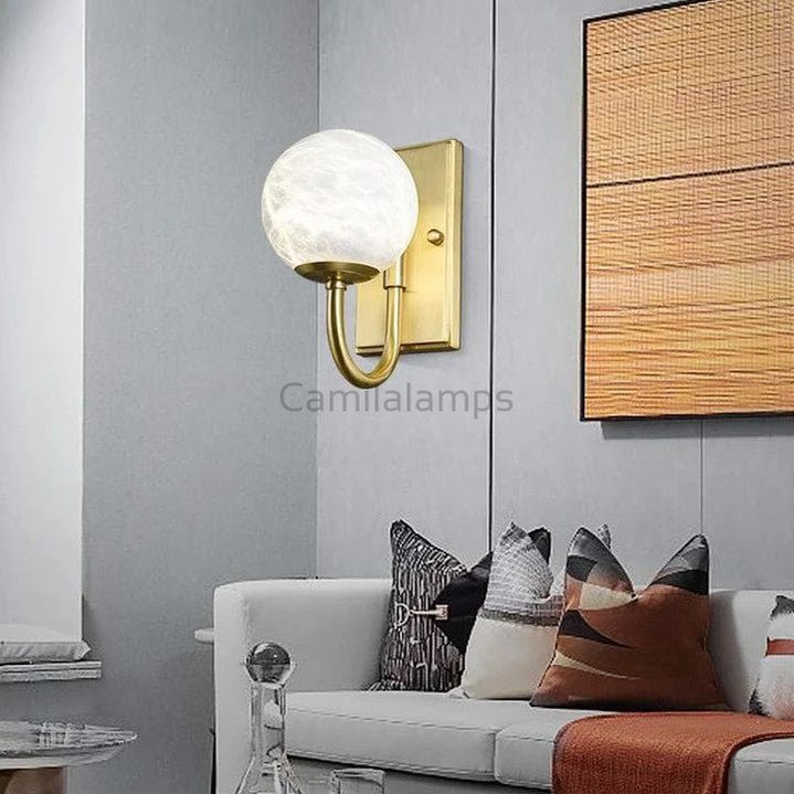 Modern Alabaster Ball Wall Sconce - Camilalamps - CA - MABWS - 1