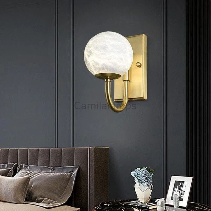 Modern Alabaster Ball Wall Sconce - Camilalamps - CA - MABWS - 1