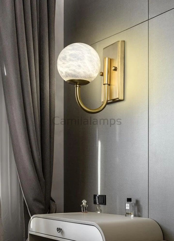 Modern Alabaster Ball Wall Sconce - Camilalamps - CA - MABWS - 1