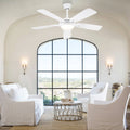 Modern Ceiling Fans with Lights 6 Speeds Reversible Dual Finish Wooden Blades 52