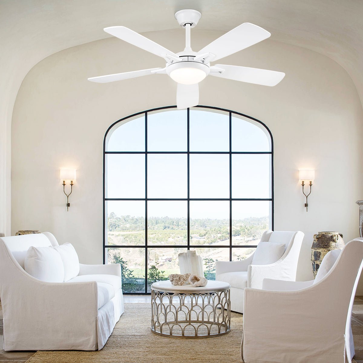 Modern Ceiling Fans with Lights 6 Speeds Reversible Dual Finish Wooden Blades 52" - Camilalamps - CA - CFWL - 016