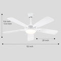 Modern Ceiling Fans with Lights 6 Speeds Reversible Dual Finish Wooden Blades 52