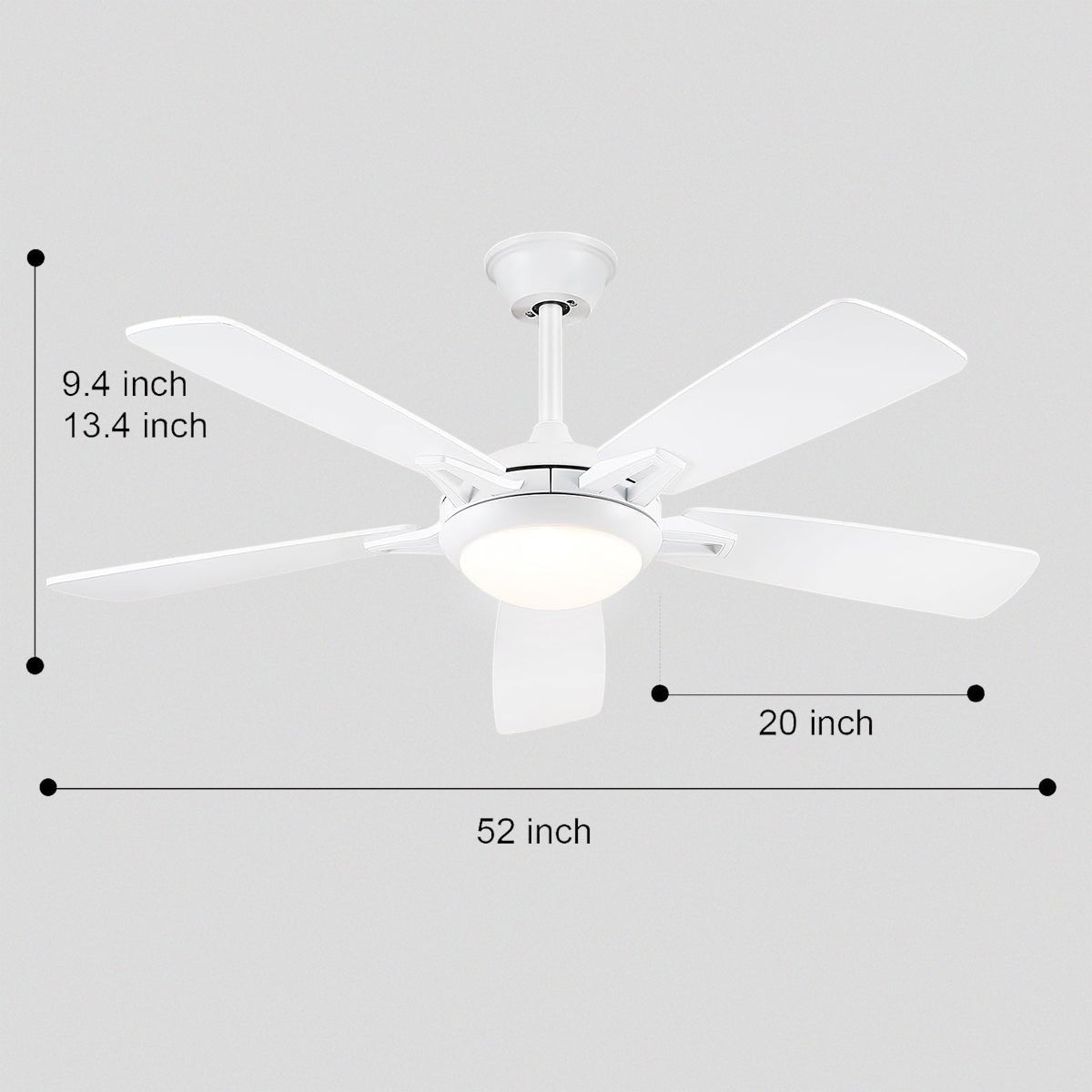 Modern Ceiling Fans with Lights 6 Speeds Reversible Dual Finish Wooden Blades 52" - Camilalamps - CA - CFWL - 015