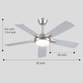 Modern Ceiling Fans with Lights 6 Speeds Reversible Dual Finish Wooden Blades 52