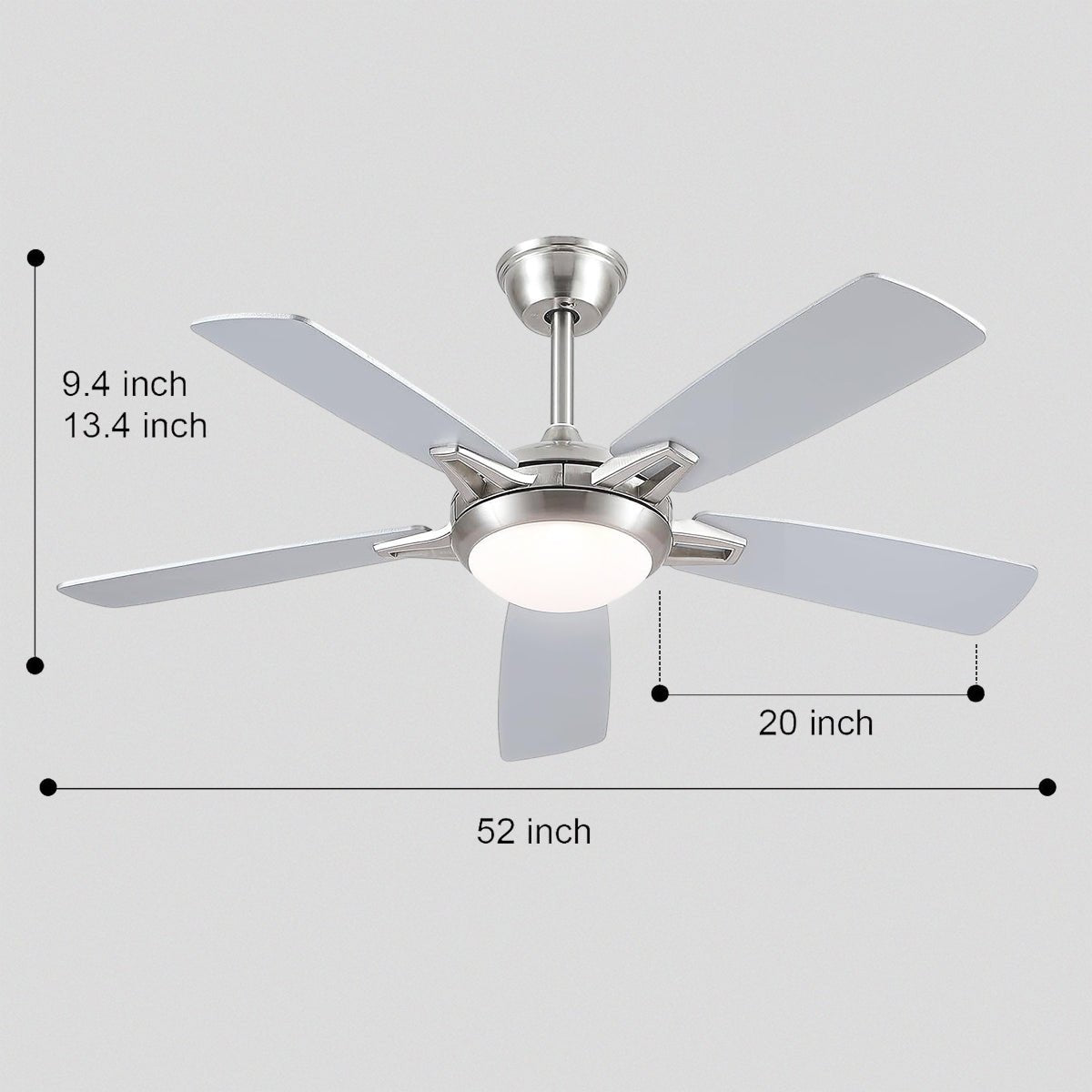 Modern Ceiling Fans with Lights 6 Speeds Reversible Dual Finish Wooden Blades 52" - Camilalamps - CA - CFWL - 016
