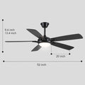 Modern Ceiling Fans with Lights 6 Speeds Reversible Dual Finish Wooden Blades 52