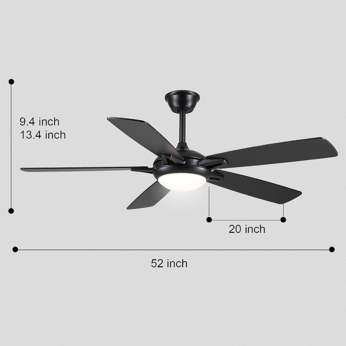 Modern Ceiling Fans with Lights 6 Speeds Reversible Dual Finish Wooden Blades 52" - Camilalamps - CA - CFWL - 014