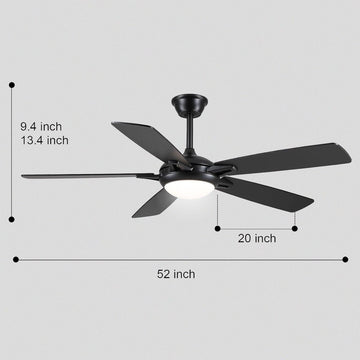 Modern Ceiling Fans with Lights 6 Speeds Reversible Dual Finish Wooden Blades 52" - Camilalamps - CA - CFWL - 014