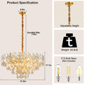 Modern Crystal Chandelier, 3 - Tier Black Chandelier for Entryway Luxury Chandelier Lighting Ceiling Pendant Light Fixture for Dining Rooms Kids Bedroom Hall Foyer Stairway Round 24.4