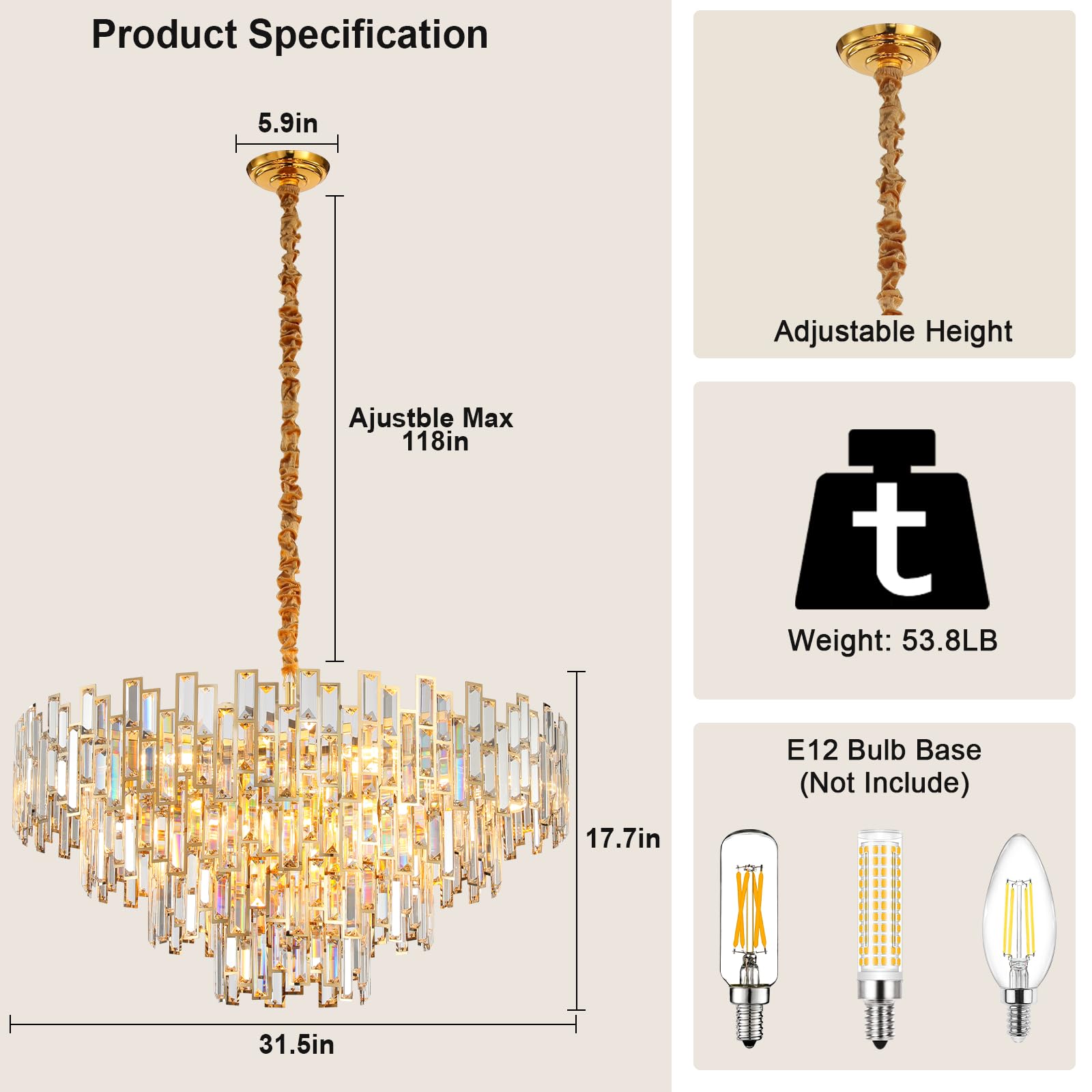 Modern Crystal Chandelier, 3 - Tier Black Chandelier for Entryway Luxury Chandelier Lighting Ceiling Pendant Light Fixture for Dining Rooms Kids Bedroom Hall Foyer Stairway Round 24.4" - Camilalamps - B0DN9L7XWJ