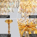 Modern Crystal Chandelier, 3 - Tier Black Chandelier for Entryway Luxury Chandelier Lighting Ceiling Pendant Light Fixture for Dining Rooms Kids Bedroom Hall Foyer Stairway Round 24.4