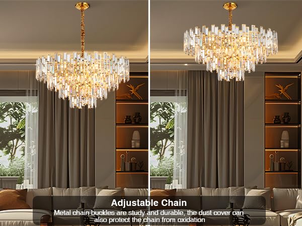 Modern Crystal Chandelier, 3 - Tier Black Chandelier for Entryway Luxury Chandelier Lighting Ceiling Pendant Light Fixture for Dining Rooms Kids Bedroom Hall Foyer Stairway Round 24.4" - Camilalamps - B0DN9L7XWJ