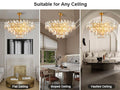 Modern Crystal Chandelier, 3 - Tier Black Chandelier for Entryway Luxury Chandelier Lighting Ceiling Pendant Light Fixture for Dining Rooms Kids Bedroom Hall Foyer Stairway Round 24.4