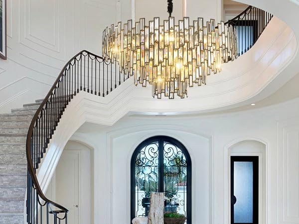 Modern Crystal Chandelier, 3 - Tier Black Chandelier for Entryway Luxury Chandelier Lighting Ceiling Pendant Light Fixture for Dining Rooms Kids Bedroom Hall Foyer Stairway Round 24.4" - Camilalamps - B0DN9L7XWJ