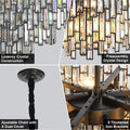 Modern Crystal Chandelier, 3 - Tier Black Chandelier for Entryway Luxury Chandelier Lighting Ceiling Pendant Light Fixture for Dining Rooms Kids Bedroom Hall Foyer Stairway Round 24.4