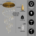 Modern Crystal Chandelier, 36“ Gold Round Raindrop Chandelier, 43 - Light Chandeliers for Living Room Dining Room Foyer Entryway Staircase High Ceilings, Luxury K9 Teardrop Light Fixture - Camilalamps - B0DXZGSZXD